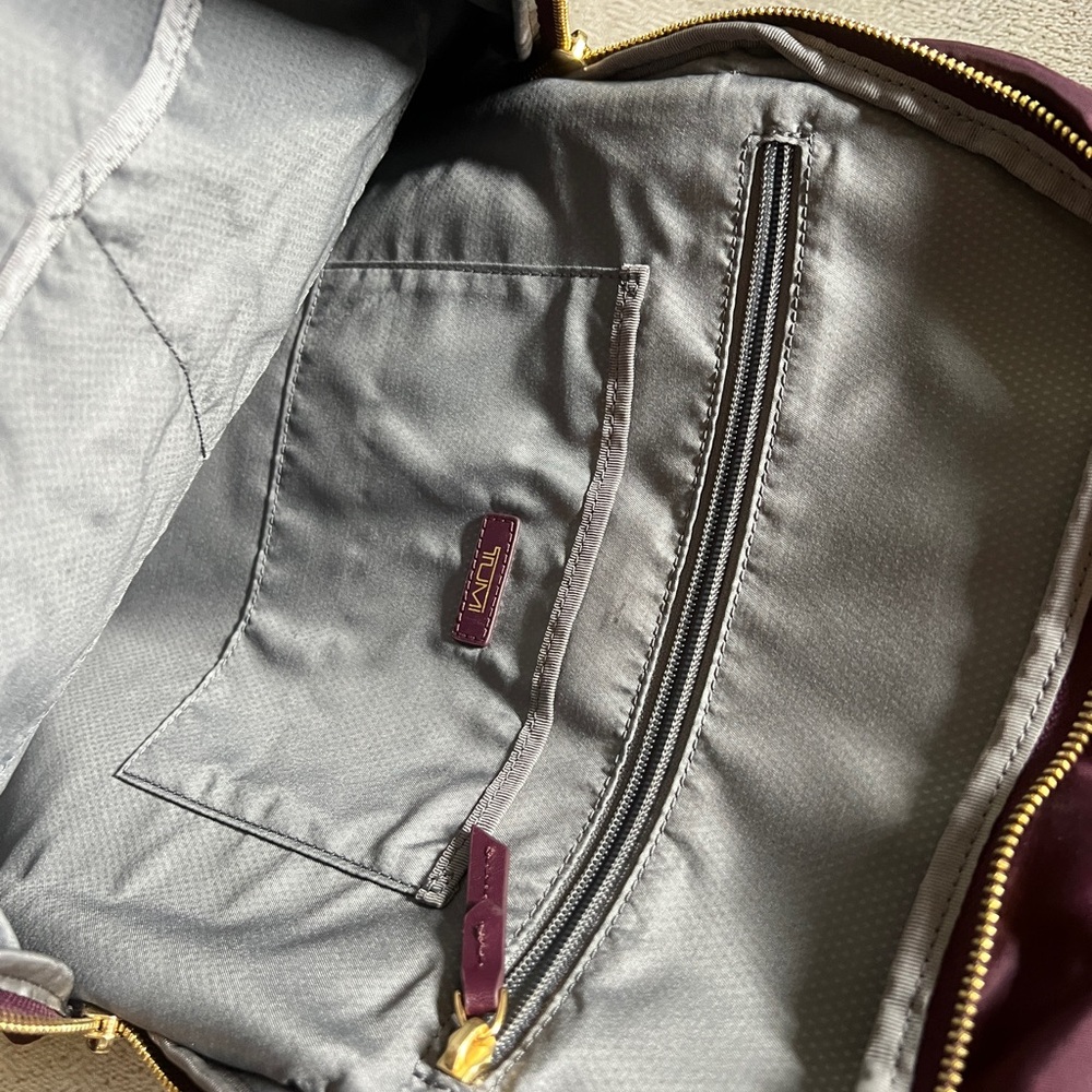 TUMI Burgundy and Gold Backpack - Picture 8 of 9